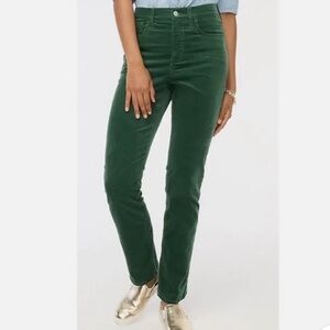 NWOT J. Crew Corduroy Full Length Essential Straight Pant Cool Palm Green
